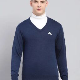 Monte Carlo Navy Blue Regular Fit Pullover-32