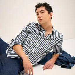 THE BEAR HOUSE Multi Cotton Slim fit Striped Shirts-image-91