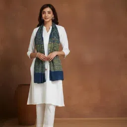 Fabindia Indigo Cotton Printed Stole-picture-9