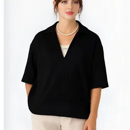 WANQUILA Women Oversized V-Neck Top-picture-5