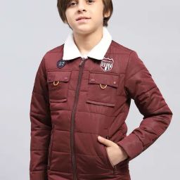 Monte Carlo Boys Maroon Quilted Full Sleeves Coats & Jackets-image-63