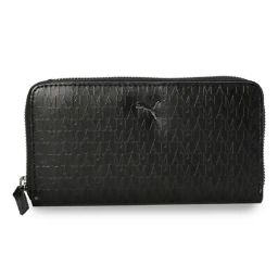 Puma Black Textured Zip Around Wallet for Women-6