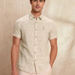 U.S. Polo Assn. Denim Co. Beige Cotton Slim Fit Printed Shirt-picture-16