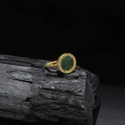 Accessorize London Real Gold Plated Z Green Aventurine Bobble Ring-image-24