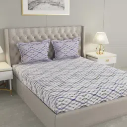 Raymond Home Purple Cotton 172 TC Queen Bedsheet with 2 Pillow Covers-image-40