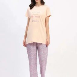 MADAME M Secret Peach & Purple Printed T-Shirt Pyjamas Set-picture-37
