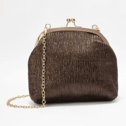 Forever Glam by Pantaloons Bronze Embellished Clutch-image-6