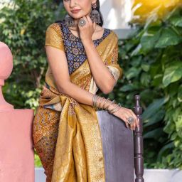 Saree Mall Mustard Viscose Self Saree with Blouse Piece-image-34