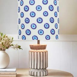 Homesake Multicolor Wood Retro Evil Eye Table Lamp with Shade-18