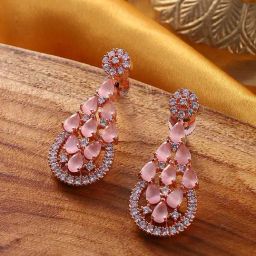 Sohi Blush Pink Anais Drop Earrings for Women-image-19