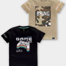 Codez Kids Black & Beige Printed T-Shirt (Pack Of 2)-image-59