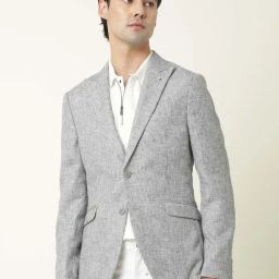Rare Rabbit Grey Tailored Fit Solid Blazer-23