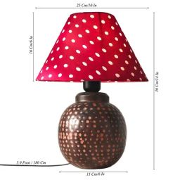Homesake Red Metal Hammered Texture Table Lamp with Shade image 4