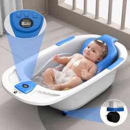 StarAndDaisy Kids White & Blue Anti Slip Foldable Baby Bath Tub-19