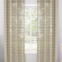 Story@home Serene Brown Set of 2 Geometric Sheer Long Door Curtains-image-47