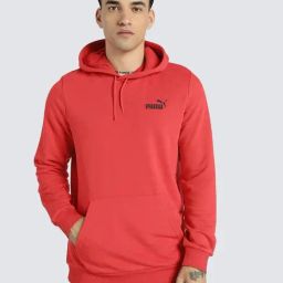 Puma Essentials Red Cotton Regular Fit Hooded Sweatshirt-image-76