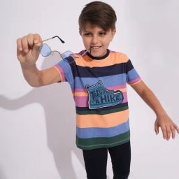 Jack & Jones Junior Kids Multi Cotton Color Block Pattern T-Shirt-20