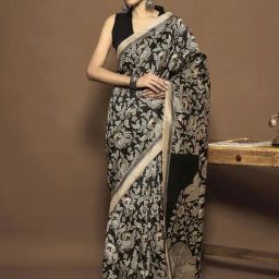 Saree Mall Black Silk Self Saree with Blouse Piece-image-31