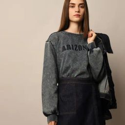 Only Grey Cotton Graphic Print Sweatshirt-image-8
