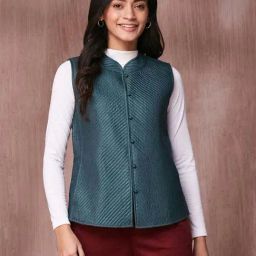 Fabindia Green Quilted Jacket-picture-13