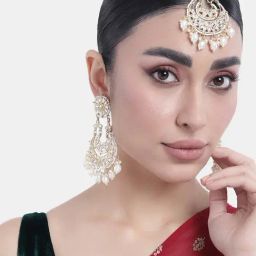 Peora Golden White Kundan Set for Women-image-23