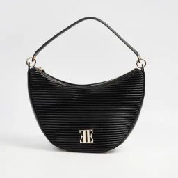 Elle Black Textured Shoulder Handbag-28