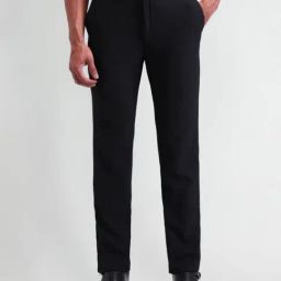 Arrow New York Black Slim Fit Self Pattern Trousers-image-56