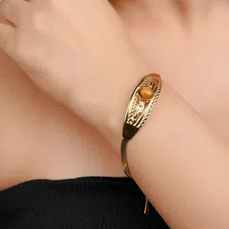 Zeraki Jewels Gold-Plated Stainless Steel Artificial Stones Studded Wraparound Bracelet-38
