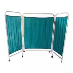 RM Social 3 Fold Mild Steel Powder Coated Bed Side Screen With Cloth and Curtain, RM0121-12