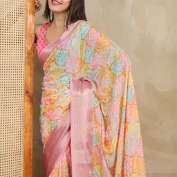 KALINI Floral Zari Silk Blend Saree-image-96