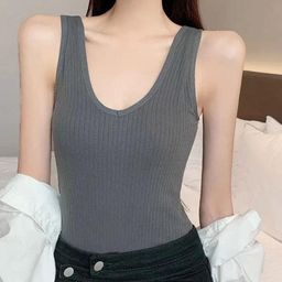 Alamode By Akanksha Women Grey Fia Warm Tank Tops With Fleece Lining-image-67