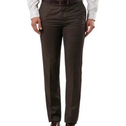 Raymond Dark Brown Regular Fit Trousers-image-11