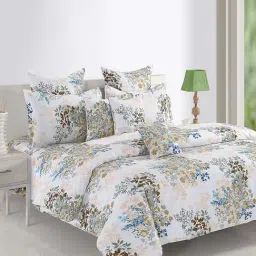 Swayam Floral White 200 TC Cotton Single Bedsheet with 1 Pillow Cover-image-33