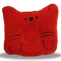 Chinmay Kids Baby Soft Neck Support Pillow for Head Shaping Shape Supporter Cat Face Pillow - Red-16