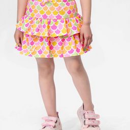 Babyhug Single Jersey Knit Mid Thigh Length Skirt Mermaid Print - Multicolor-image-5