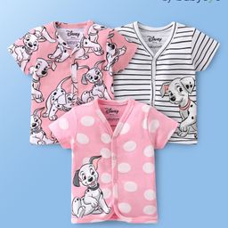Babyoye Disney Cotton Half Sleeves Jhablas With 101 Dalmatians Print Pack of 3 - Pink-image-96
