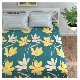 Florida Microfiber Bedsheet for Double Bed with 2 Pillow Covers - Green, Yellow (228 x 245 cm)-image-57