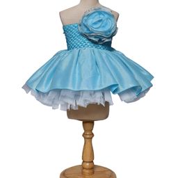 TINY MINY MEE One Shoulder Floral Floral Applique & Smock Detailed Dress - Blue-image-63