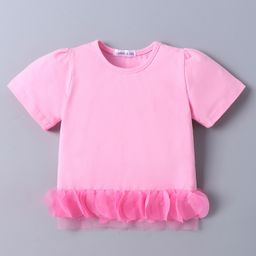 Mark & Mia Cotton Half Sleeves Top with Frill Detailing - Pink-image-16