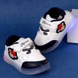 FEETWELL SHOES Cartoon Applique Detailed Velcro Closure LED Shoes-White-image-98