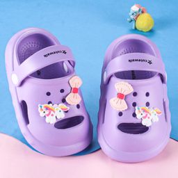Cute Walk by Babyhug Clogs With Back Strap & Unicorn Applique - Purple-image-77