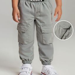 Babyhug Woven Full Length Solid Colour Trouser Pant - Grey-image-27