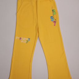Totle Cotton Problems What Text Printed Pant - Yellow-picture-0
