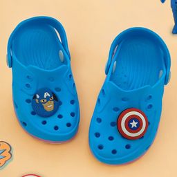 Marvel by Yellow Bee Perforated Clogs With Avengers Featuring Captain America & Shield Charms - Blue-picture-24