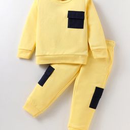 Rikidoos Full Sleeves Colour Blocked Sweatshirt With Coordinating Joggers Set - Lemon-picture-42