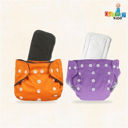 Chinmay Kids One Size Adjustable Baby Cloth Button Diaper - Washable/Reusable Nappies for Infants & Toddlers With Insert (8 X 8 inch) image 2