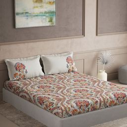 DDecor Ethnic Motifs Printed 144 TC King Cotton Flat Bedsheet with 2 Pillow Covers-image-99