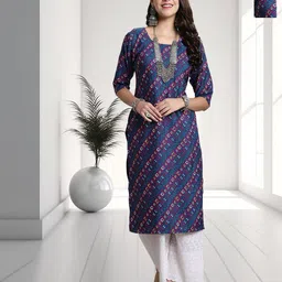HERE&NOW Selection Of 2 Bandhani Printed Round Neck Straight Kurtas-picture-12