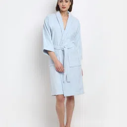Creeva Luxury Blue Shawl Collar Bath Robe-image-23