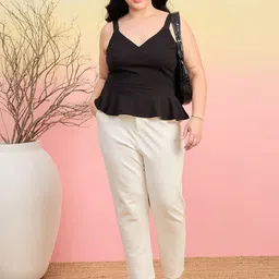 KIBO CURVE Women Shoulder Straps Peplum Top-image-10